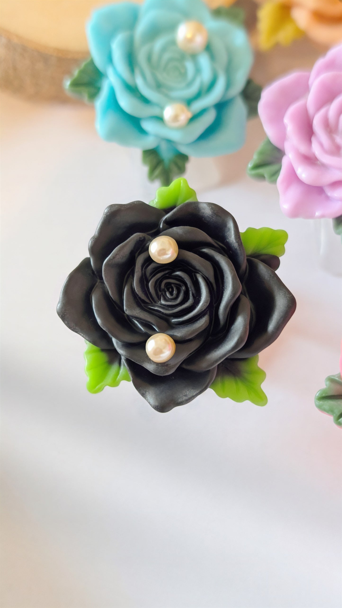 Ring "Herz der Rosen" • Größenverstellbar • Rosa • Pink • Altrosa • Creme • Caramel • Gelb • Weiß • Blau • Lila • Schwarz