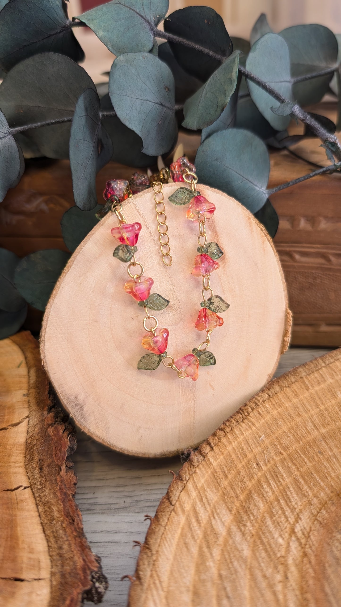 Armband "Blüten" Rot