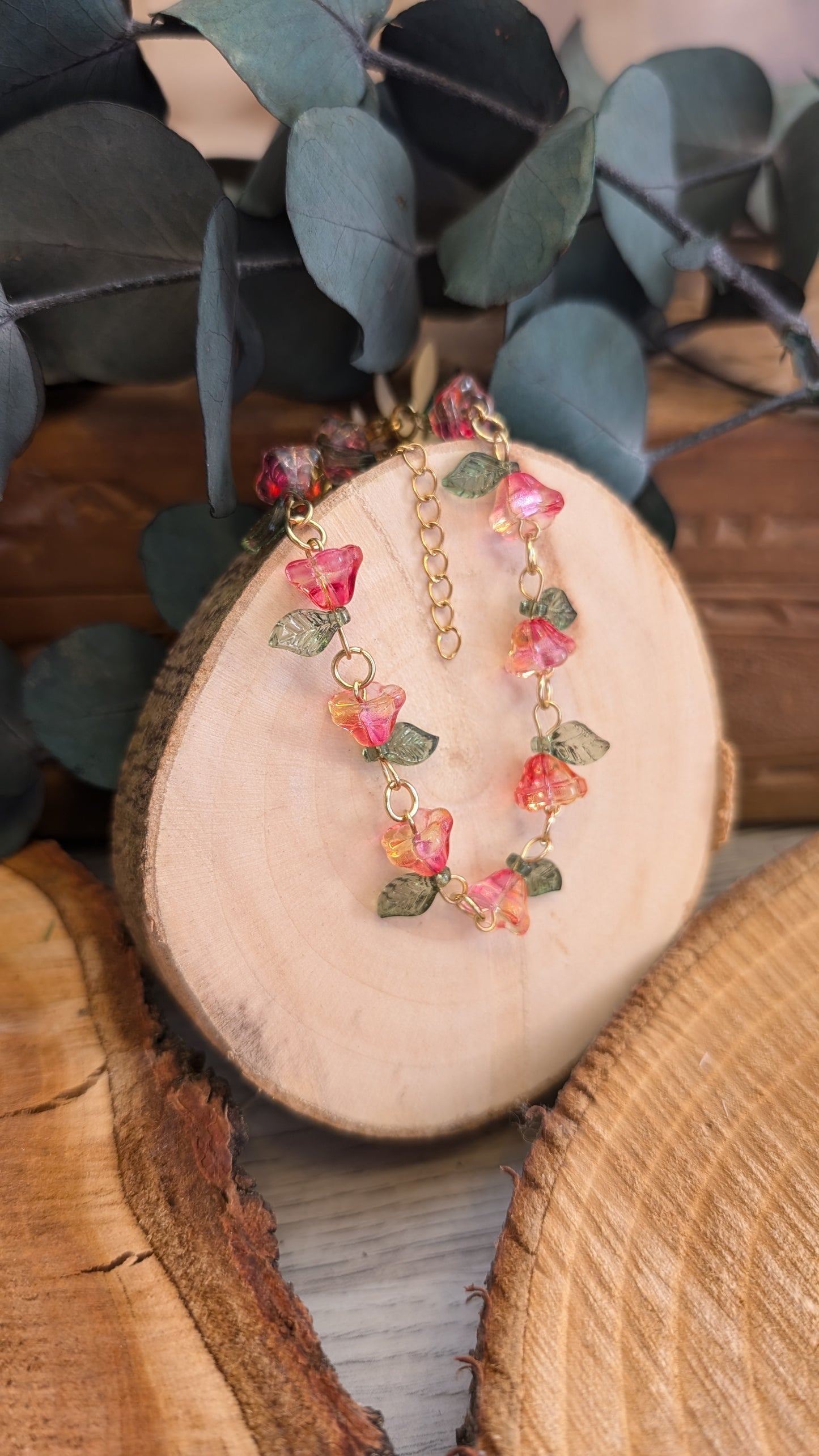 Armband "Blüten" Rot