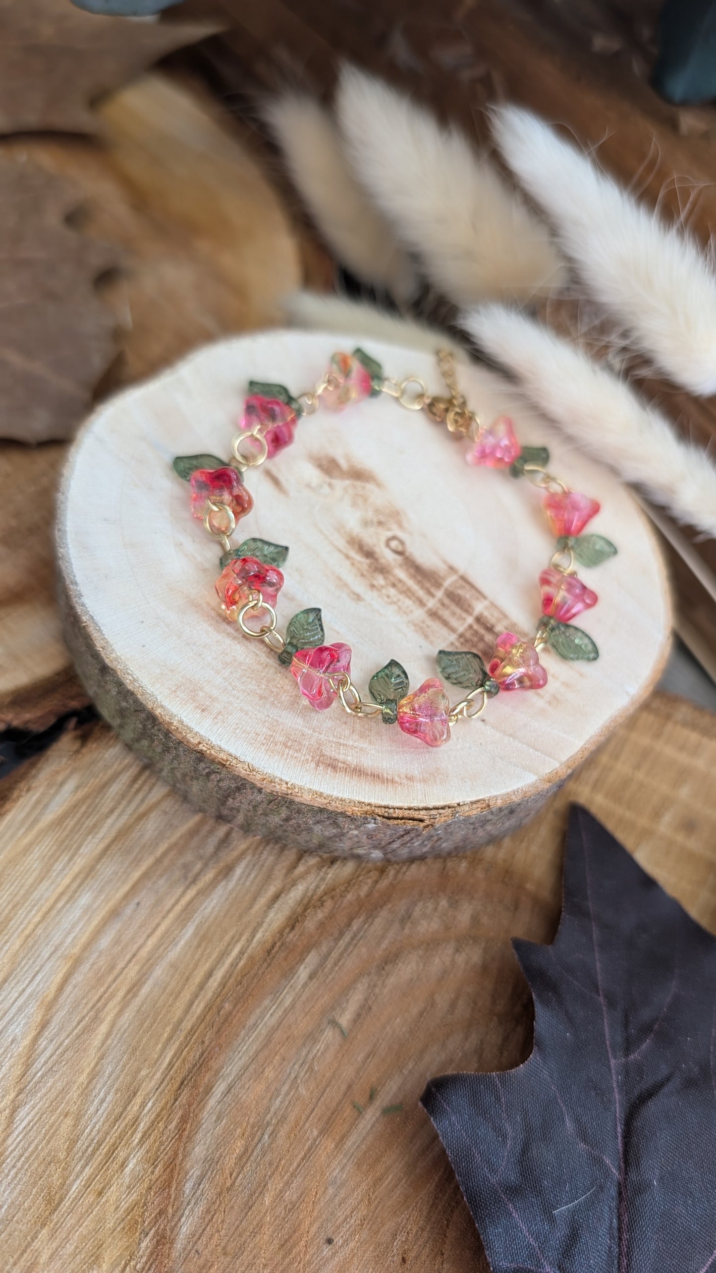 Armband "Blüten" Rot