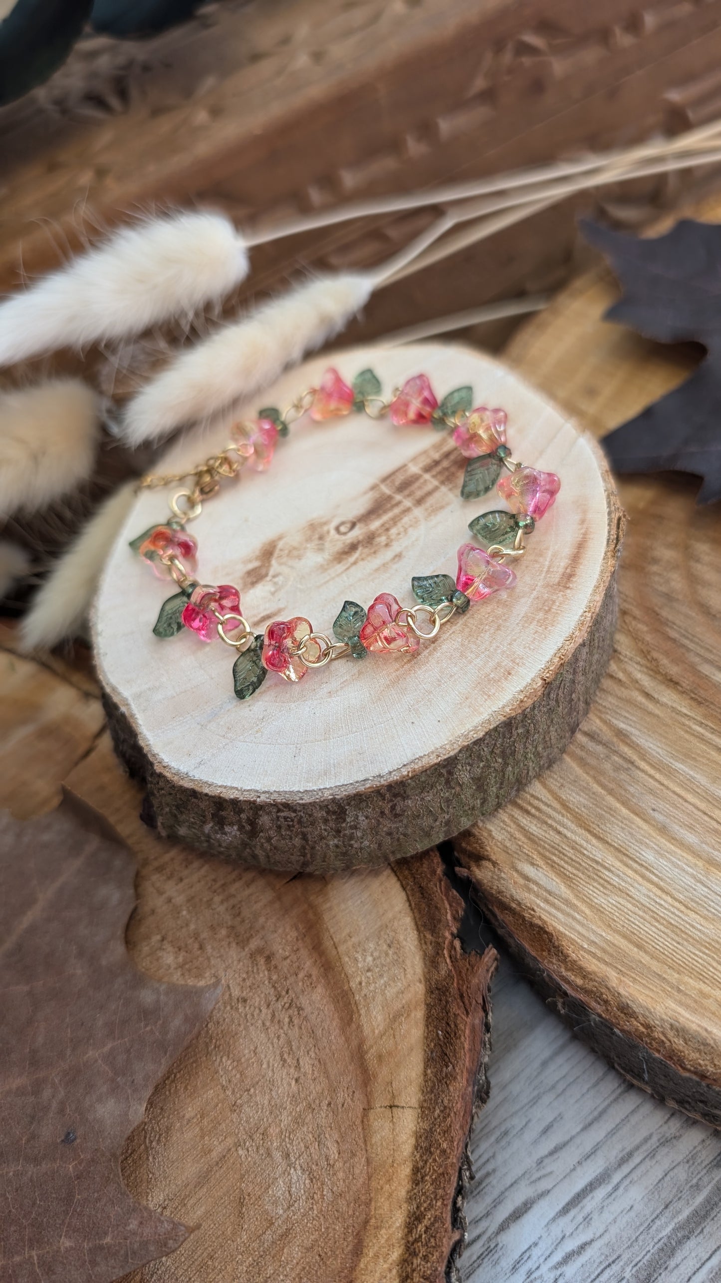Armband "Blüten" Rot