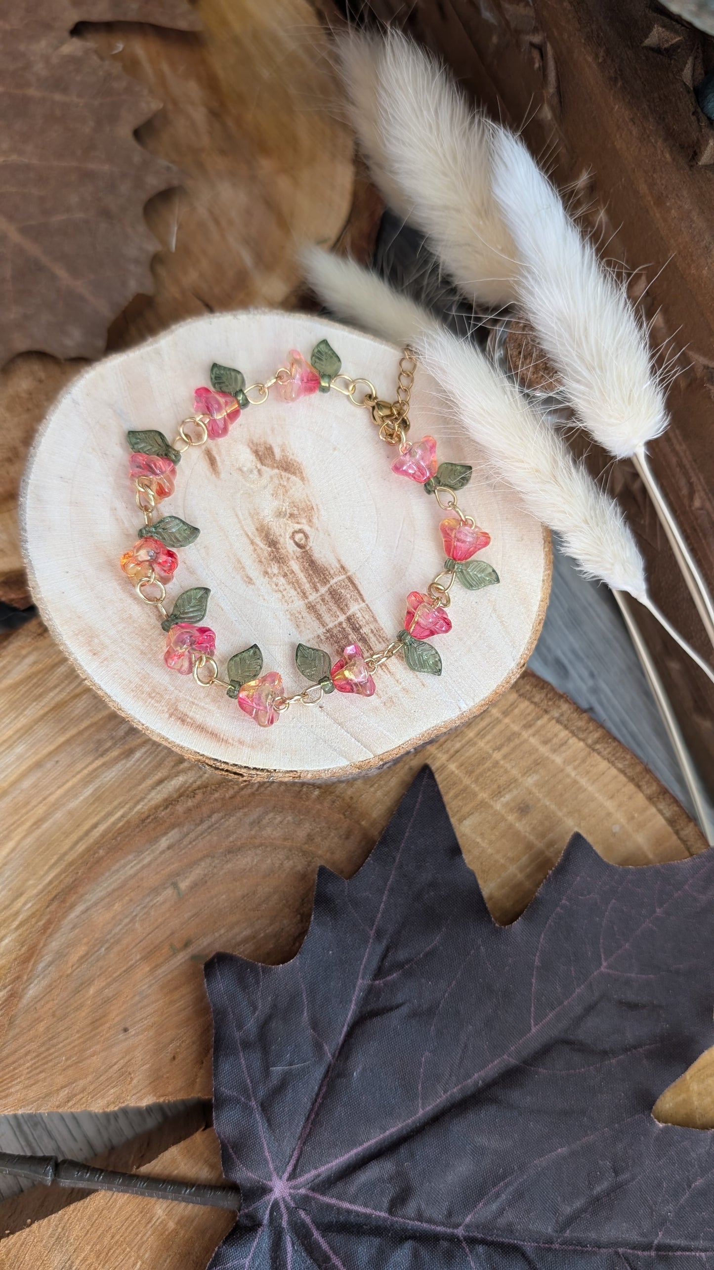 Armband "Blüten" Rot