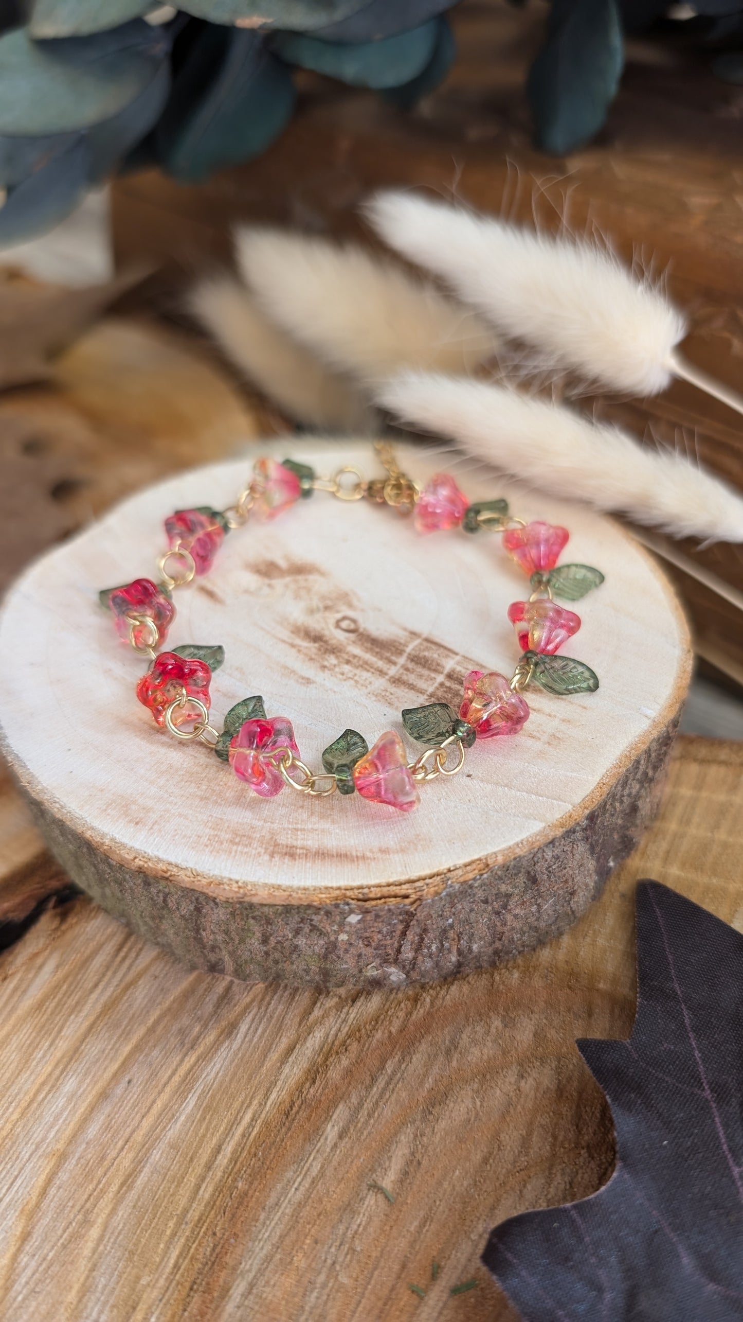 Armband "Blüten" Rot
