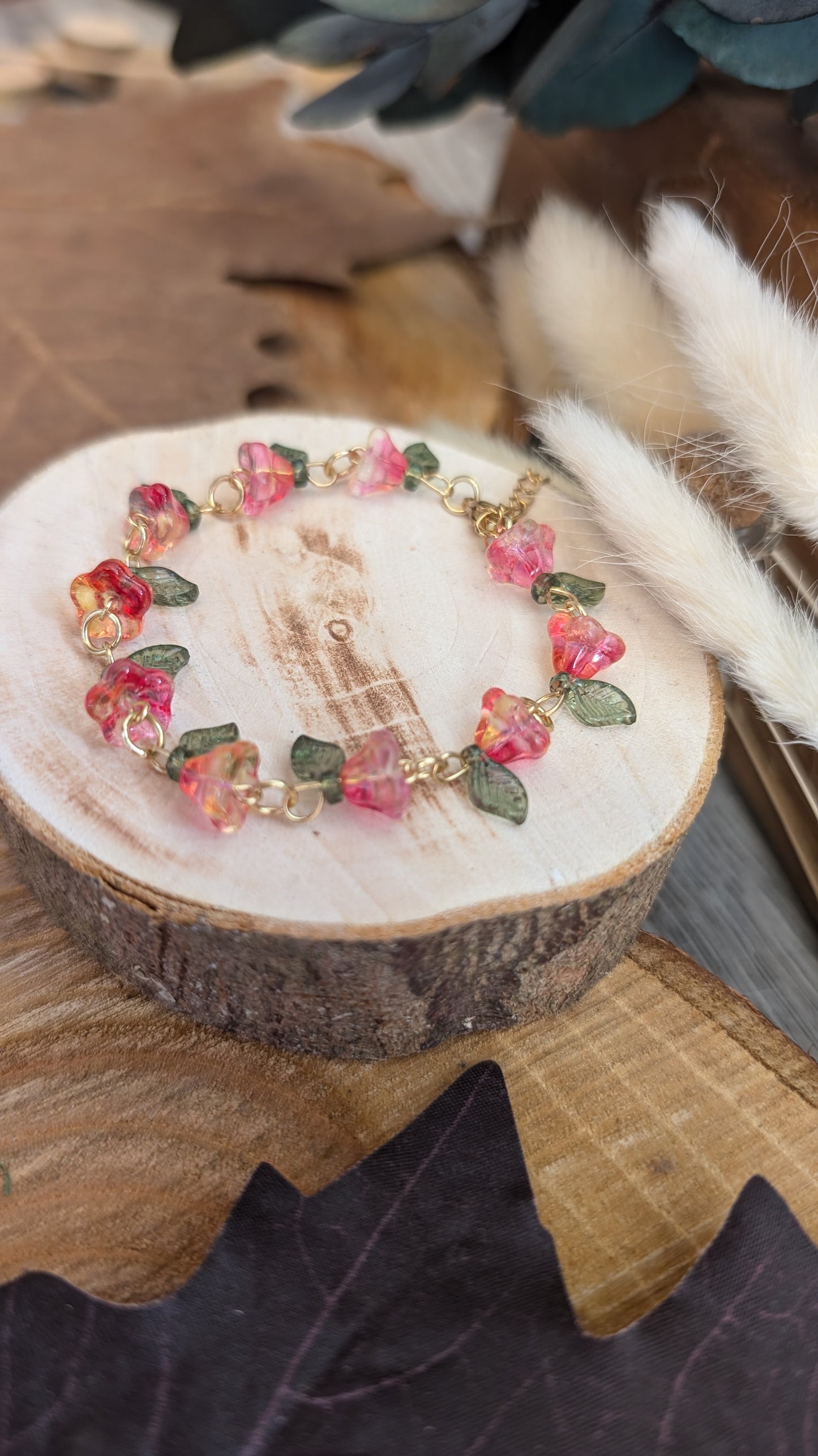 Armband "Blüten" Rot