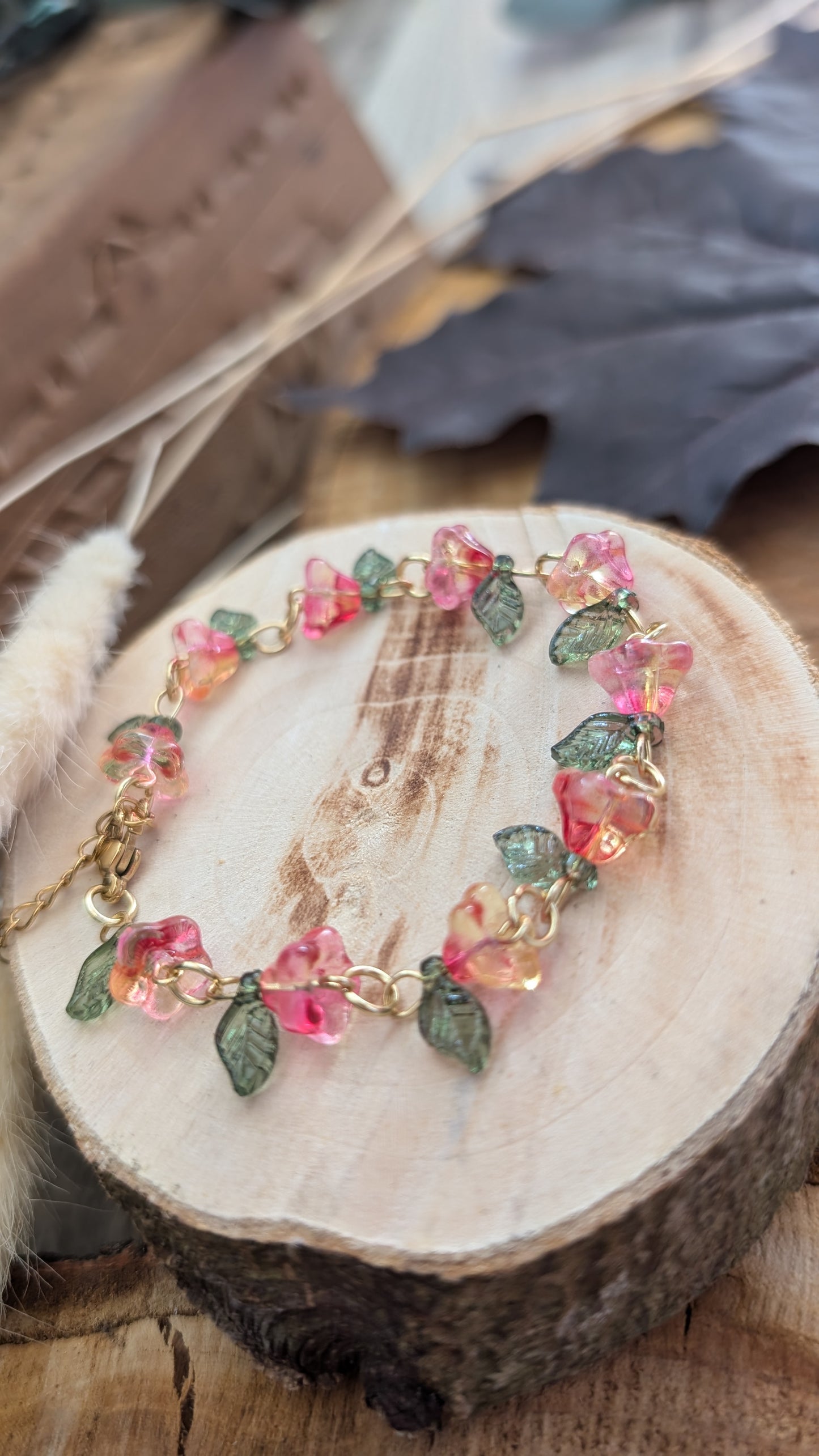 Armband "Blüten" Rot