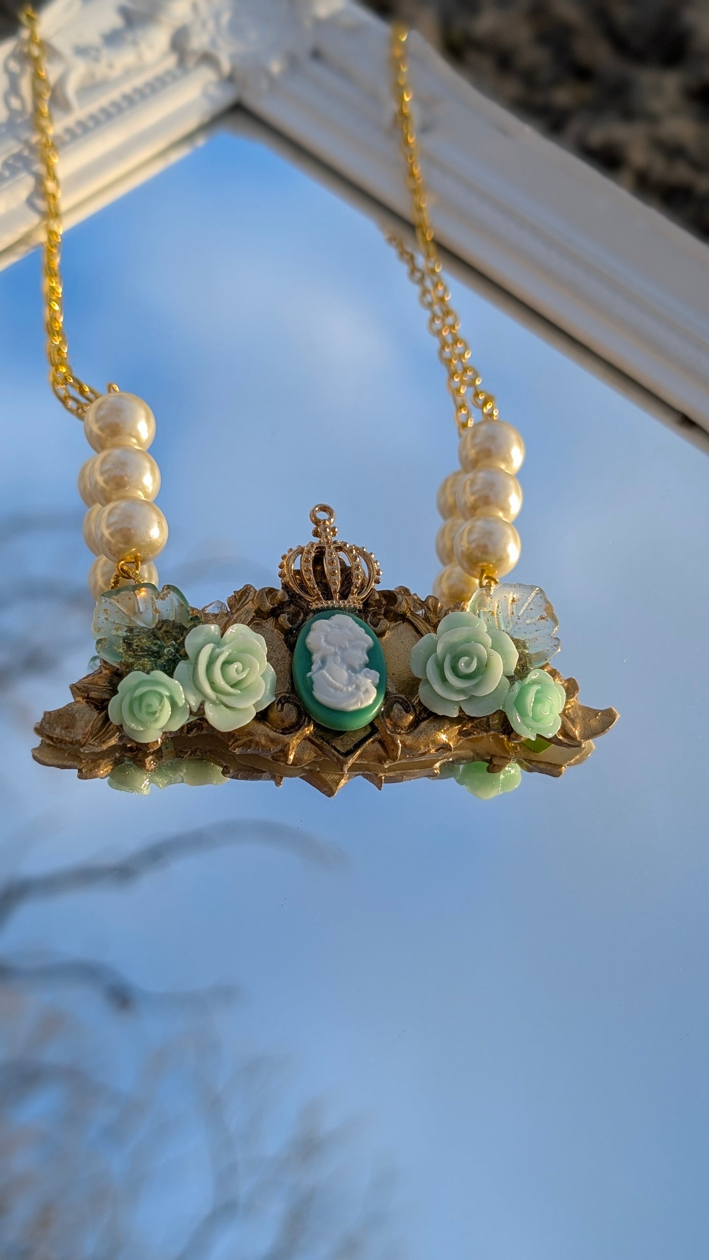 Collier "Rosenkönigin" • Schwarz • Rosa • Creme • Mint