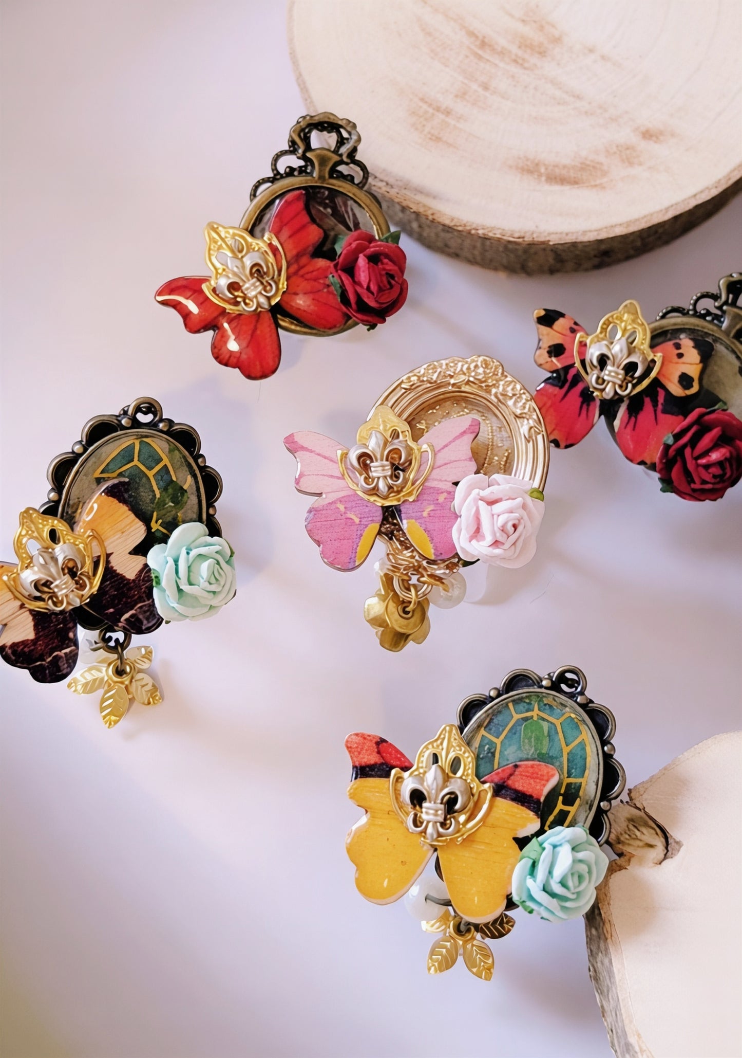 Ring "Stiller Flug" • Größenverstellbar • Rosa • Rot • Weinrot • Orange • Braun