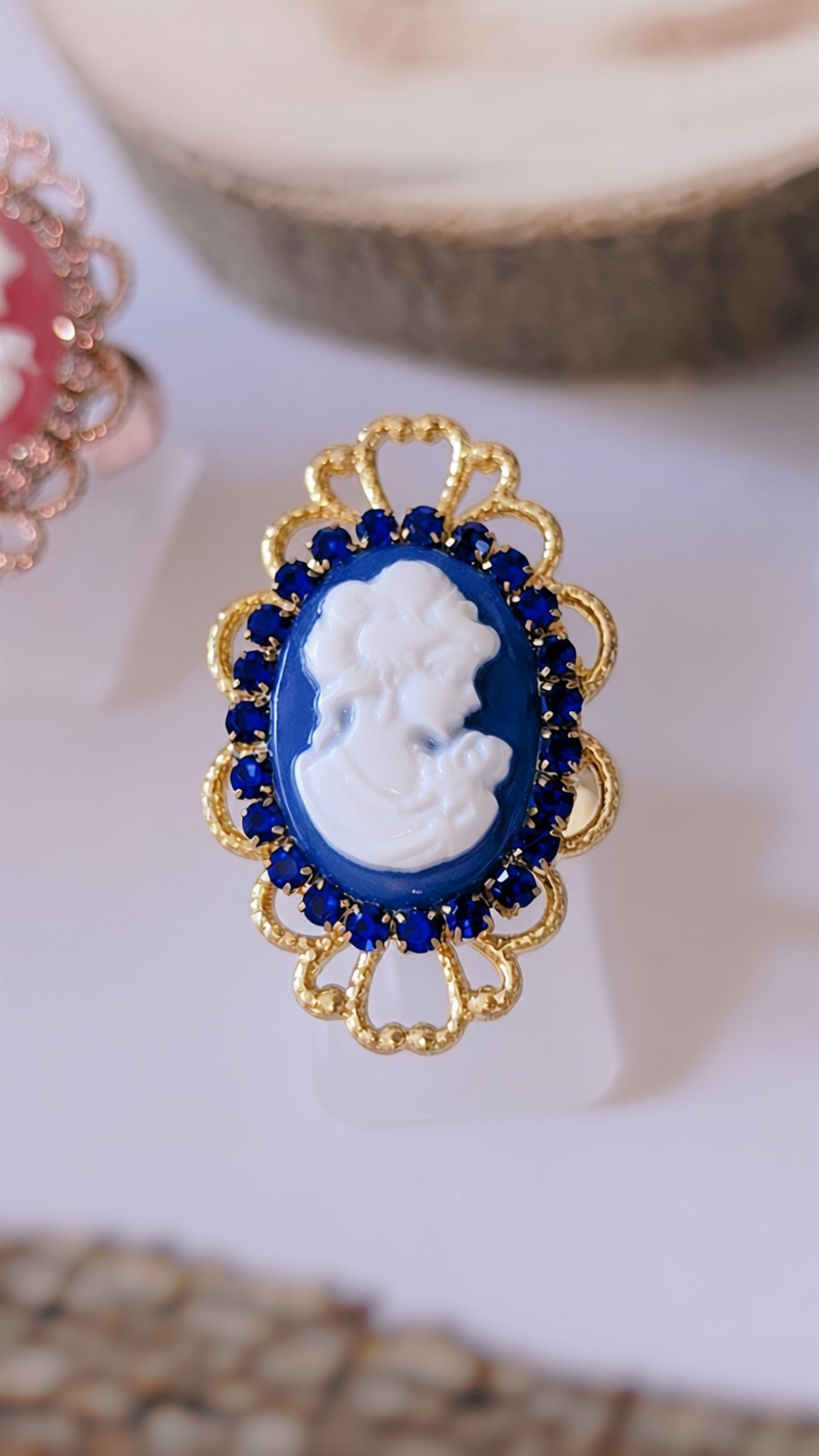 Ring "Dein Antlitz" • Größenverstellbar • Blau • Rosa • Schwarz • Karamell • Grün