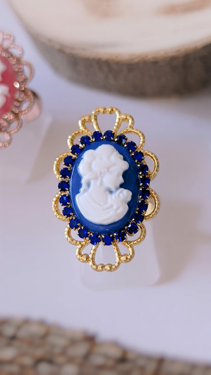 Ring "Dein Antlitz" • Größenverstellbar • Blau • Rosa • Schwarz • Karamell • Grün