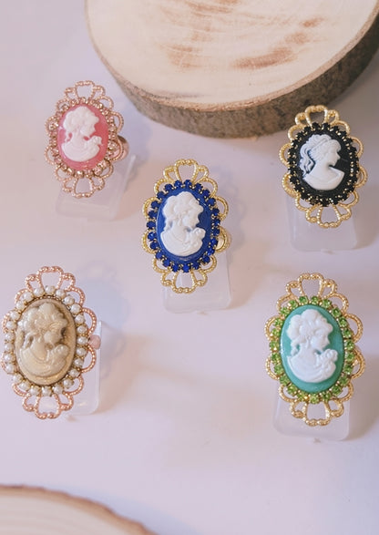 Ring "Dein Antlitz" • Größenverstellbar • Blau • Rosa • Schwarz • Karamell • Grün