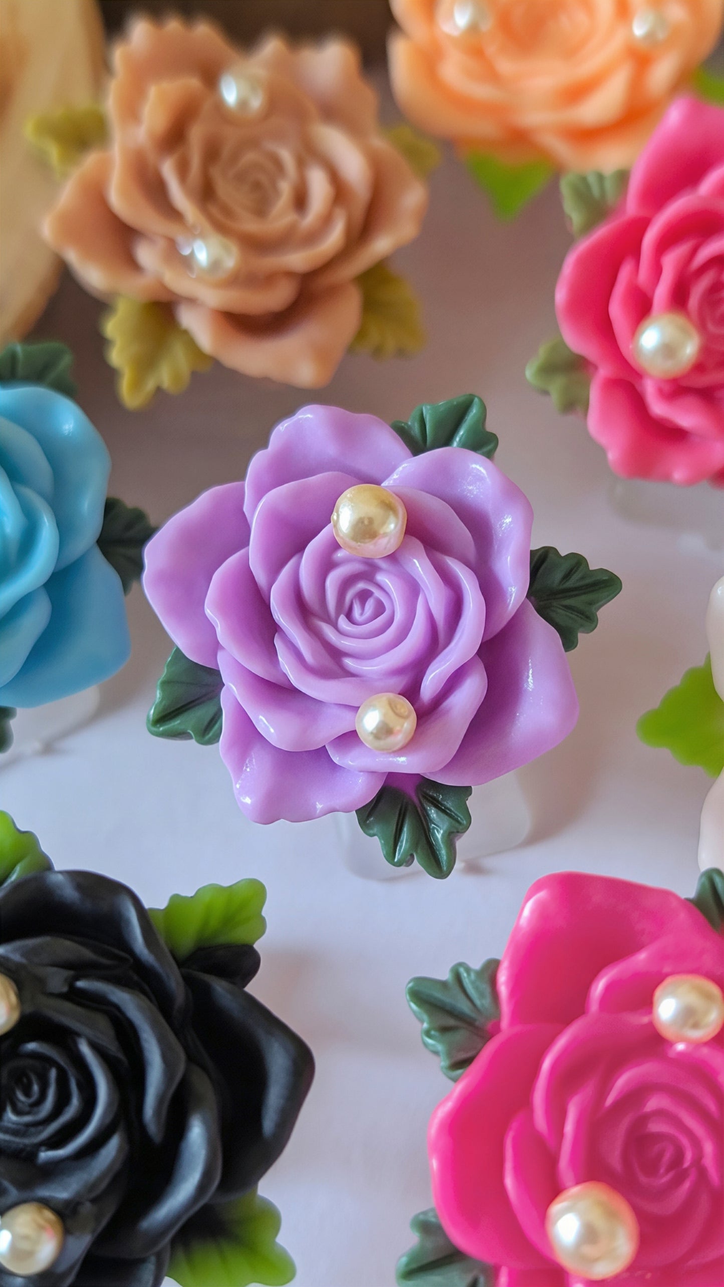 Ring "Herz der Rosen" • Größenverstellbar • Rosa • Pink • Altrosa • Creme • Caramel • Gelb • Weiß • Blau • Lila • Schwarz