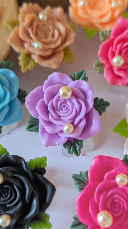 Ring "Herz der Rosen" • Größenverstellbar • Rosa • Pink • Altrosa • Creme • Caramel • Gelb • Weiß • Blau • Lila • Schwarz