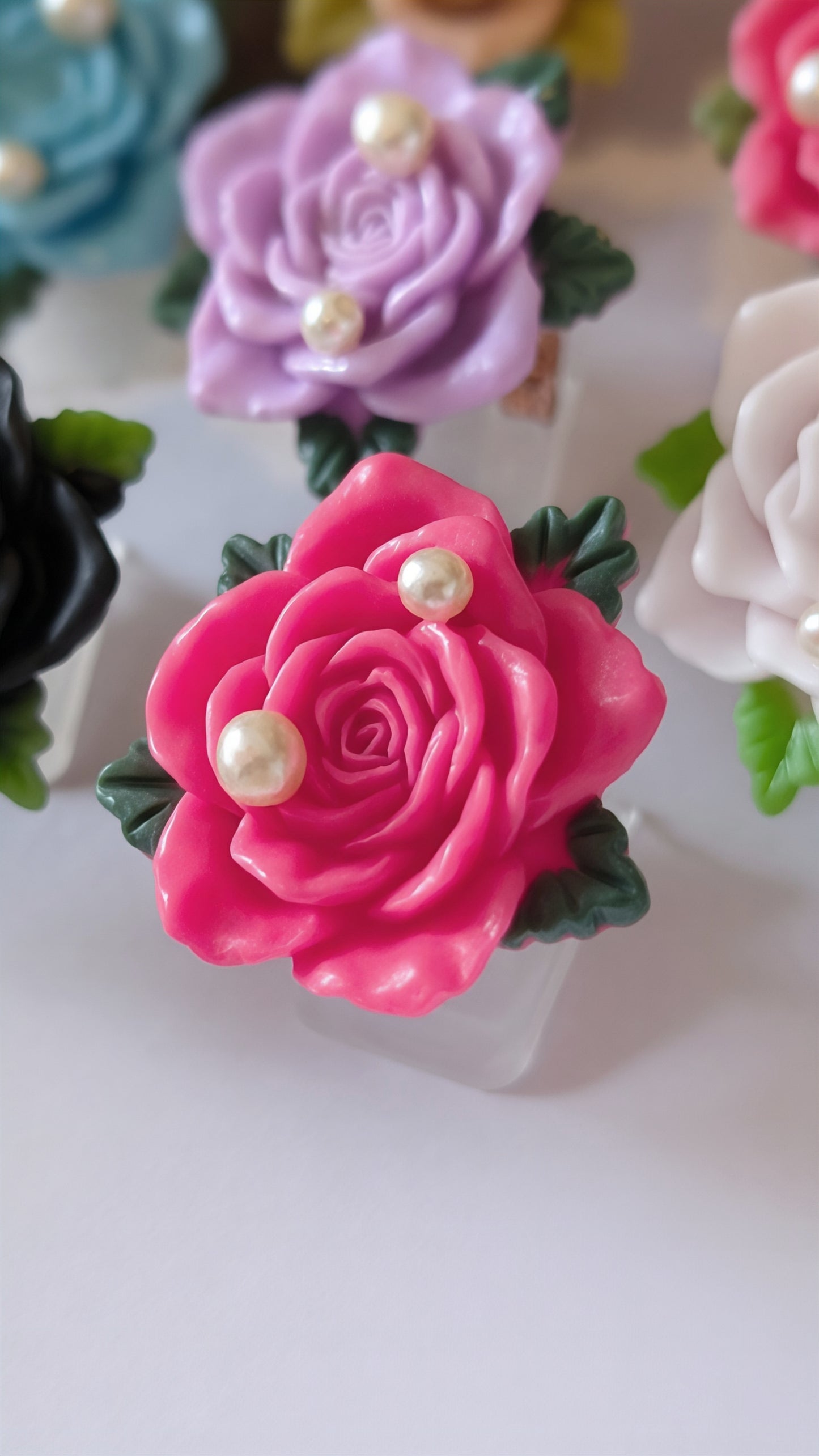 Ring "Herz der Rosen" • Größenverstellbar • Rosa • Pink • Altrosa • Creme • Caramel • Gelb • Weiß • Blau • Lila • Schwarz