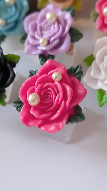 Ring "Herz der Rosen" • Größenverstellbar • Rosa • Pink • Altrosa • Creme • Caramel • Gelb • Weiß • Blau • Lila • Schwarz