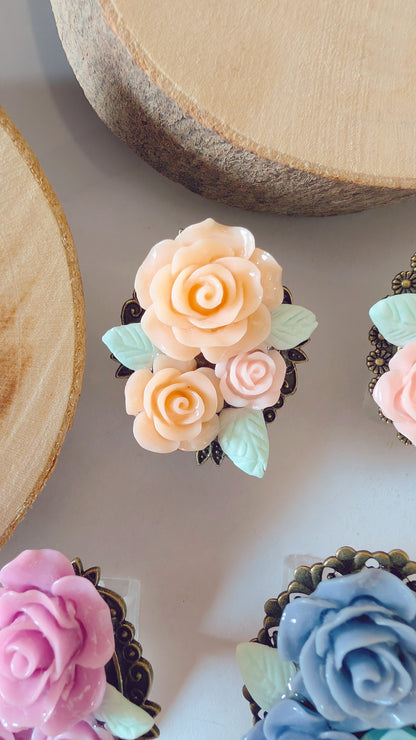 Ring "Kleines Bouquet" • Größenverstellbar • Creme • Rosa • Gelb • Lila • Blau • Pink • Rot • Grün