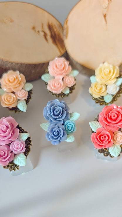 Ring "Kleines Bouquet" • Größenverstellbar • Creme • Rosa • Gelb • Lila • Blau • Pink • Rot • Grün