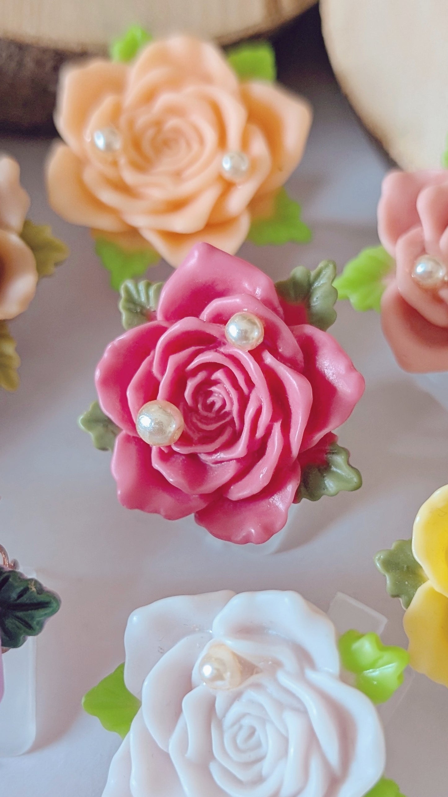 Ring "Herz der Rosen" • Größenverstellbar • Rosa • Pink • Altrosa • Creme • Caramel • Gelb • Weiß • Blau • Lila • Schwarz
