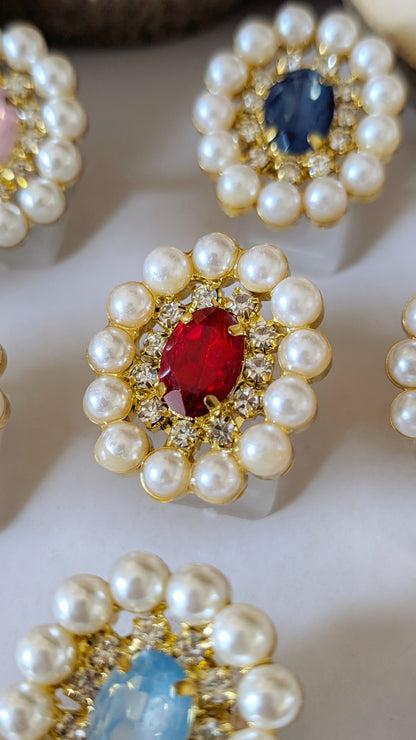 Ring "Glanz der Krone" • Größenverstellbar • Dunkelblau • Blau • Hellblau • Mint • Weiß • Rosa • Rot • Schwarz