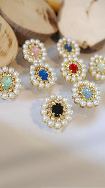 Ring "Glanz der Krone" • Größenverstellbar • Dunkelblau • Blau • Hellblau • Mint • Weiß • Rosa • Rot • Schwarz