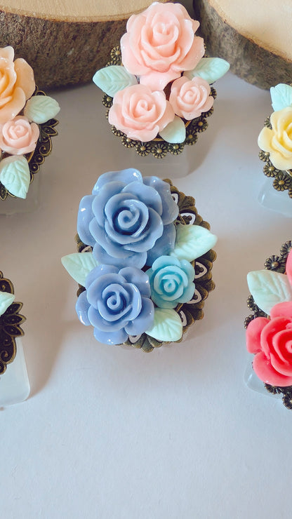 Ring "Kleines Bouquet" • Größenverstellbar • Creme • Rosa • Gelb • Lila • Blau • Pink • Rot • Grün