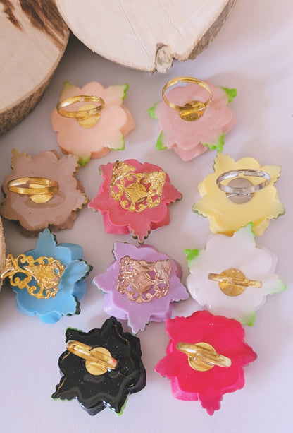 Ring "Herz der Rosen" • Größenverstellbar • Rosa • Pink • Altrosa • Creme • Caramel • Gelb • Weiß • Blau • Lila • Schwarz