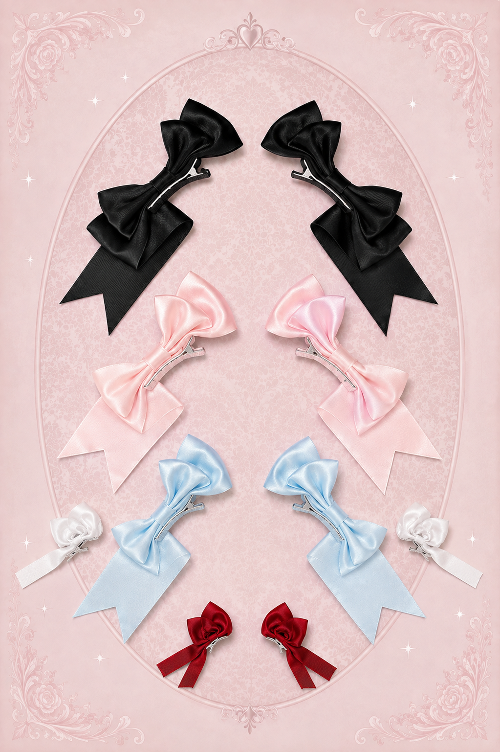 Haarspange "Doppel-Schleifen" • Rosa • Hellblau • Schwarz  • Weiß• Rot