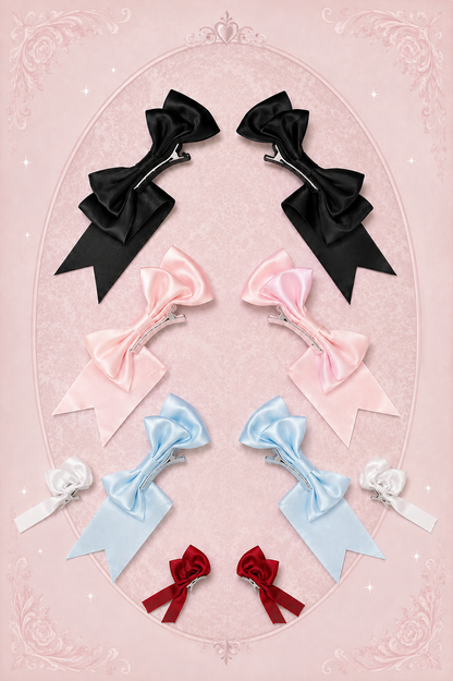 Haarspange "Doppel-Schleifen" • Rosa • Hellblau • Schwarz  • Weiß• Rot