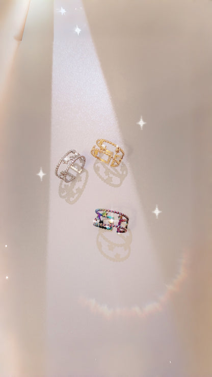 Ring "Galaxy" • Größenverstellbar • Bunt • Goldfarben • Silberfarben