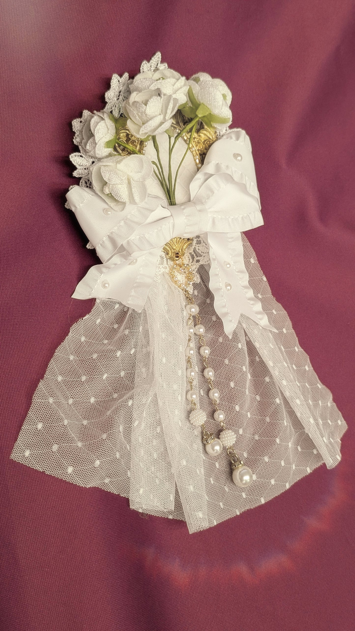 Blütenschleier Brosche/Spange • Weiß • Rosa • Rot