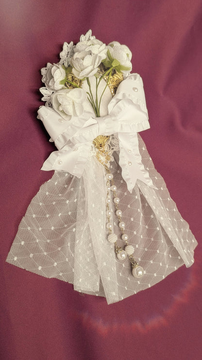 Blütenschleier Brosche/Spange • Weiß • Rosa • Rot