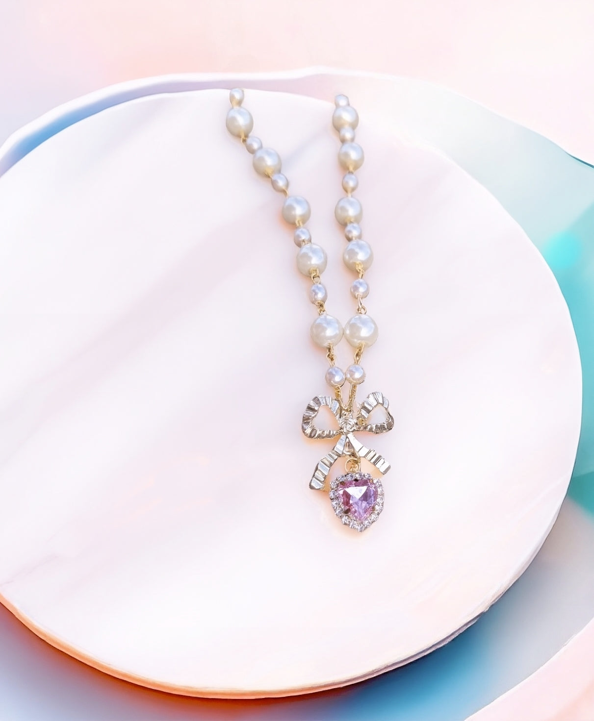 Kette "Mein Herz" • Rosa • Violet • Grün