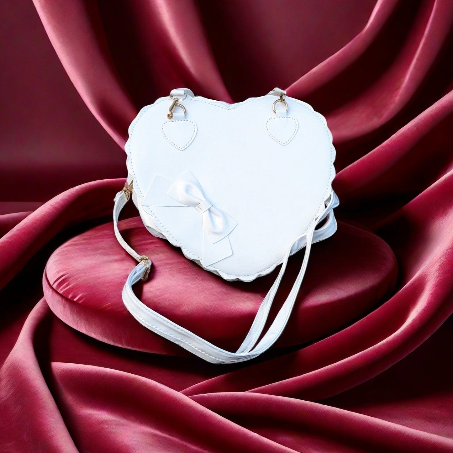 Glanz Herz-Tasche • Rosa • weiß • schwarz
