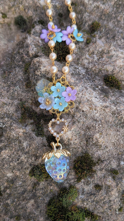 Kette "Früchte des Sommers" • Blau • Rot • Blassblau • Rosa • Apricot