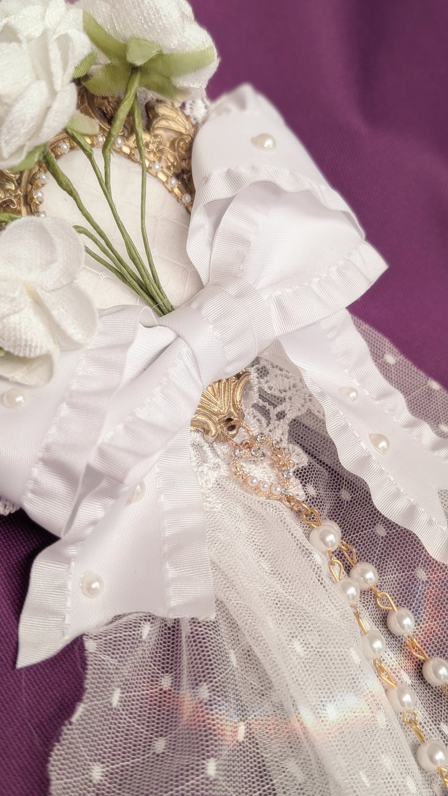 Blütenschleier Brosche/Spange • Weiß • Rosa • Rot