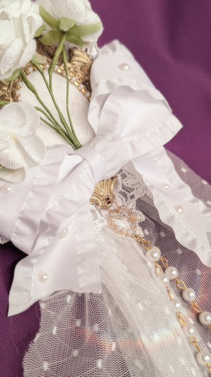 Blütenschleier Brosche/Spange • Weiß • Rosa • Rot