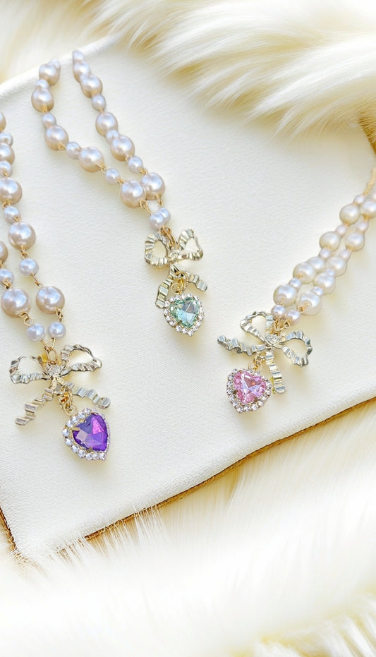 Kette "Mein Herz" • Rosa • Violet • Grün