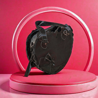 Glanz Herz-Tasche • Rosa • weiß • schwarz
