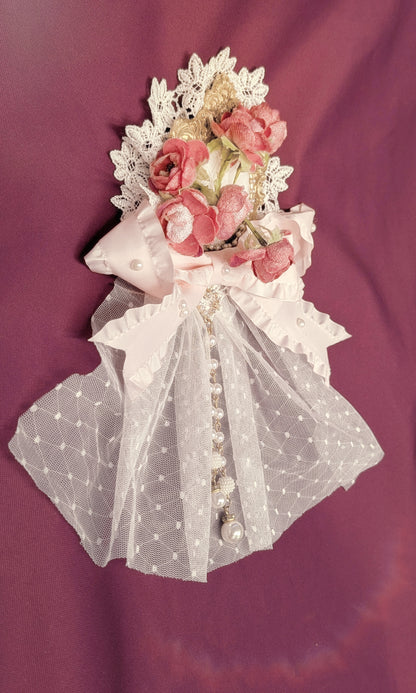 Blütenschleier Brosche/Spange • Weiß • Rosa • Rot