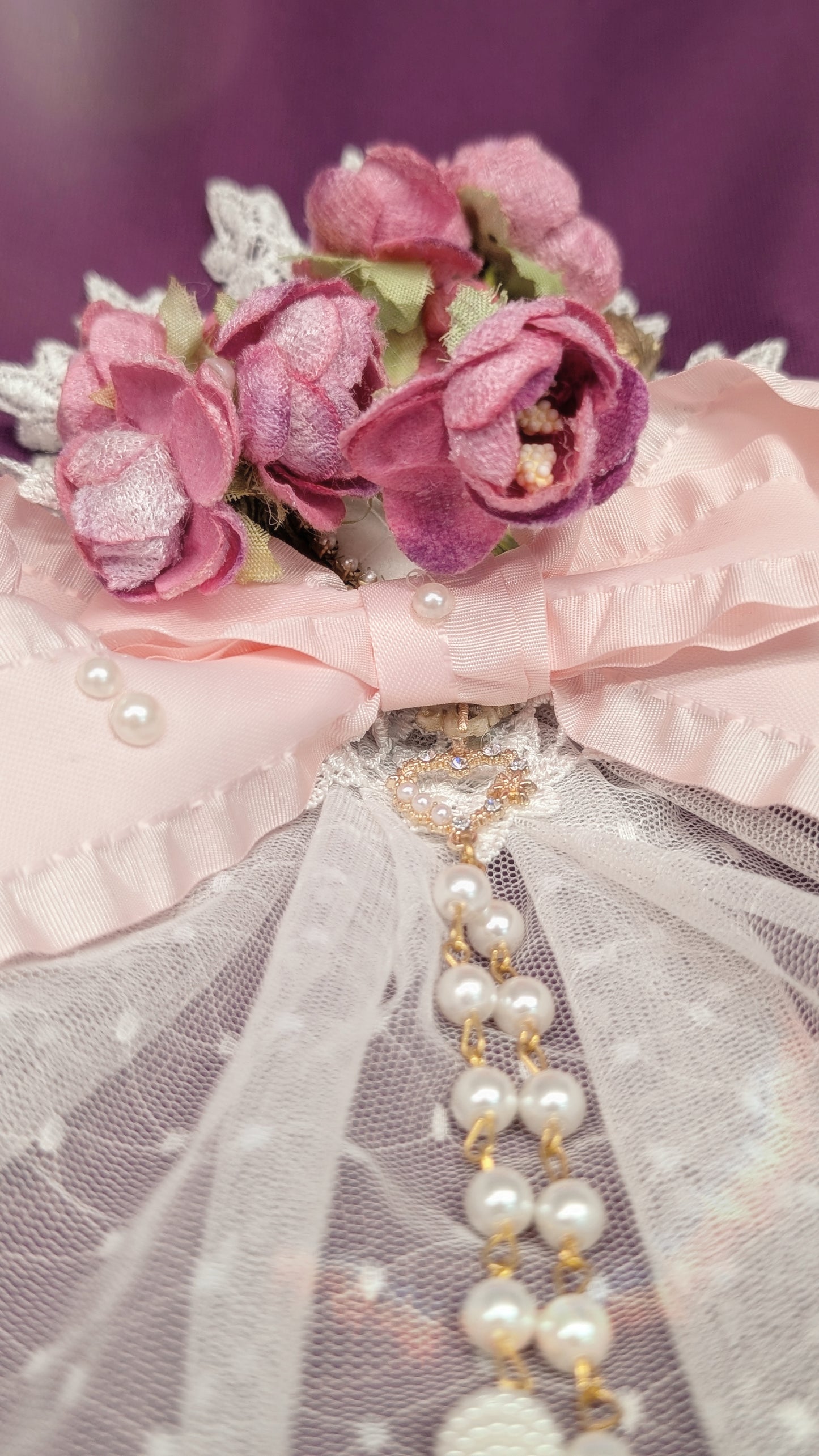 Blütenschleier Brosche/Spange • Weiß • Rosa • Rot