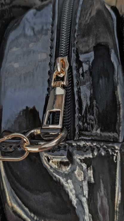 Glanz Herz-Tasche • Rosa • weiß • schwarz