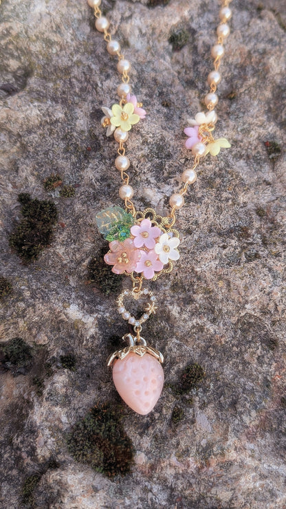 Kette "Früchte des Sommers" • Blau • Rot • Blassblau • Rosa • Apricot