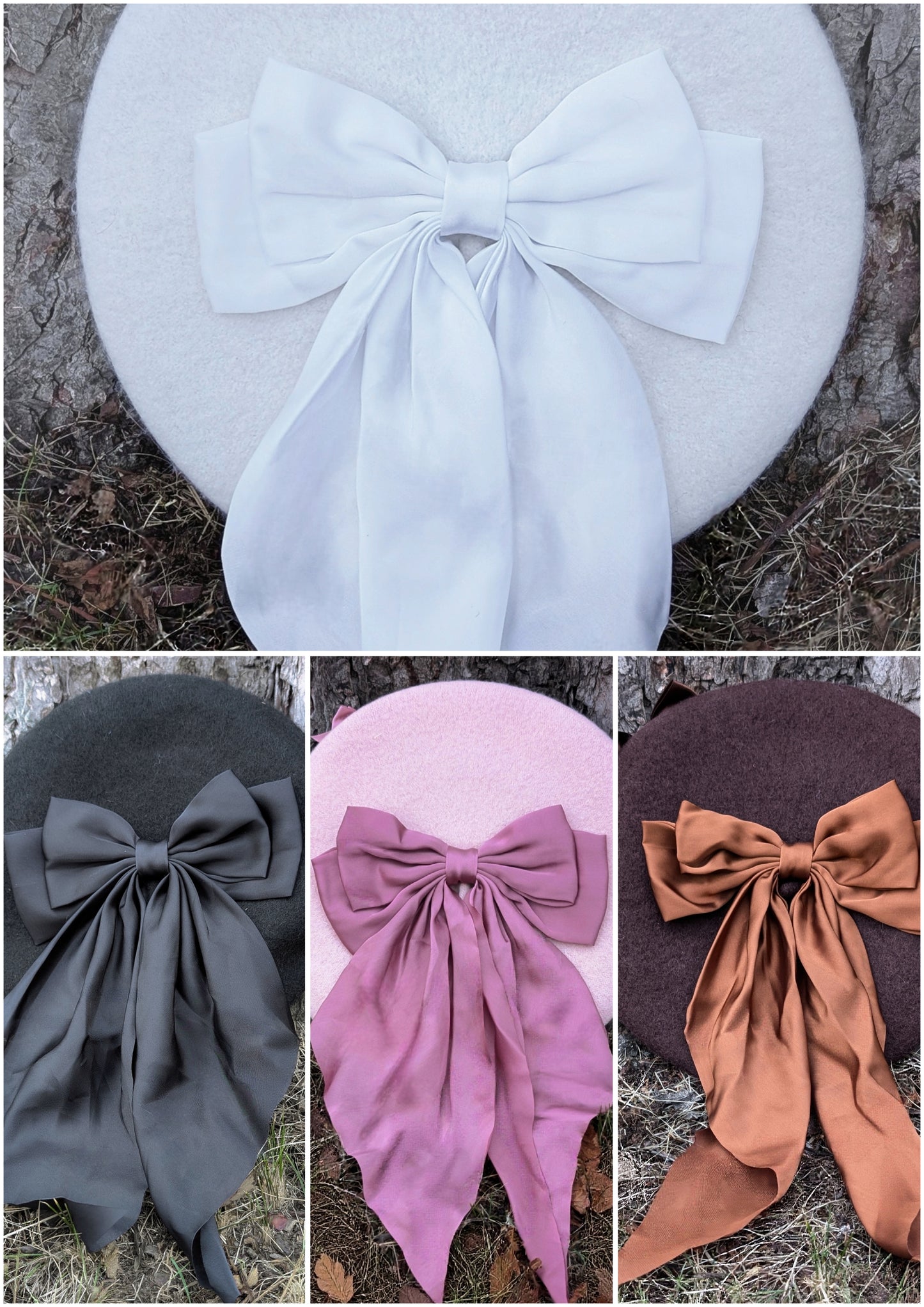 Barett "Schleifentraum" • weiß • Schwarz • Rosa • Braun