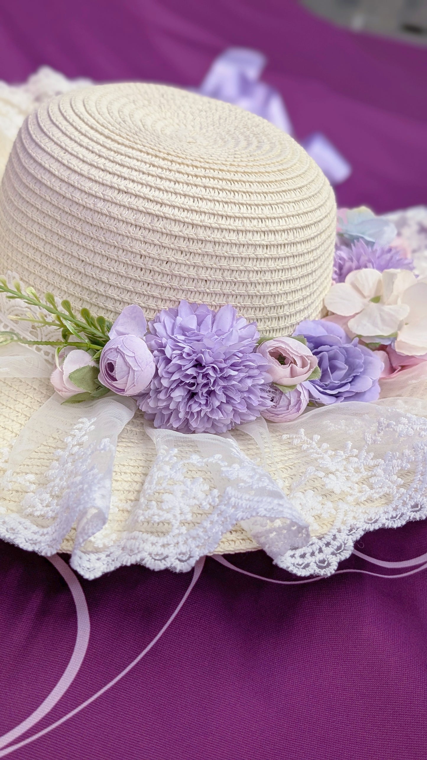 Sommerhut "Blütentraum" • Rosa • Flieder • Mint