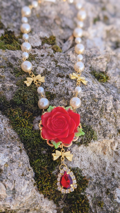 Kette "Die ewige Rose" • Rot • Pink • Rosa • Altrosa • Apricot • Blau • Mint • Schwarz• Weiß