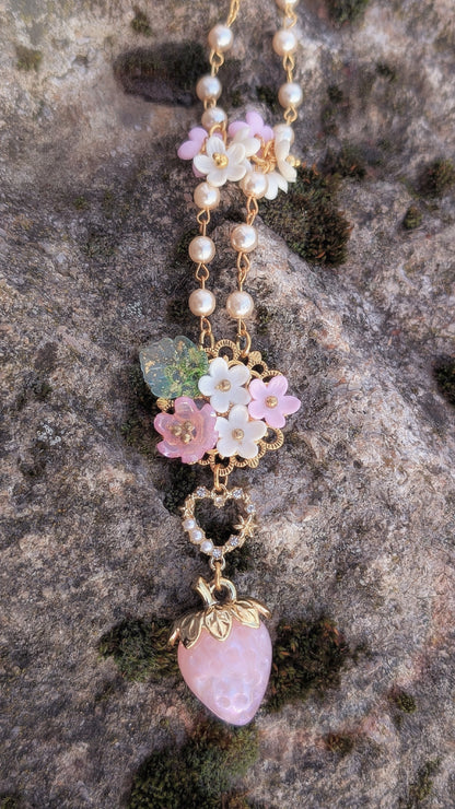 Kette "Früchte des Sommers" • Blau • Rot • Blassblau • Rosa • Apricot