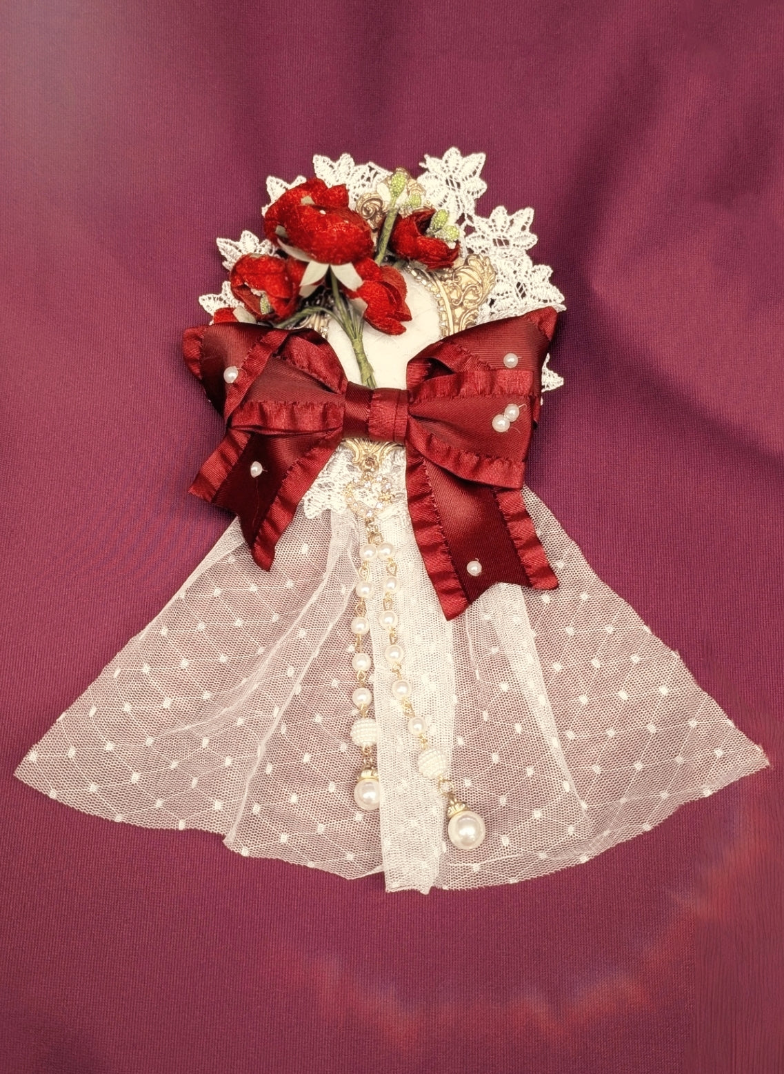 Blütenschleier Brosche/Spange • Weiß • Rosa • Rot