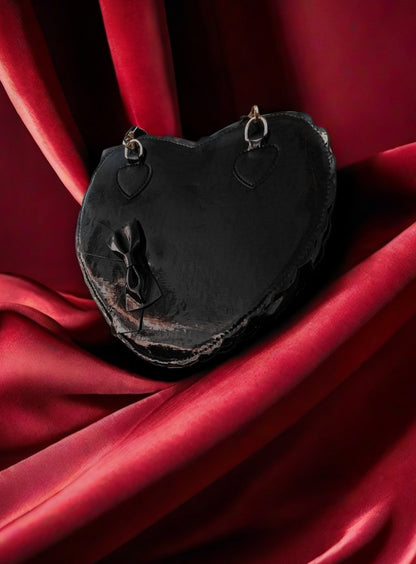 Glanz Herz-Tasche • Rosa • weiß • schwarz