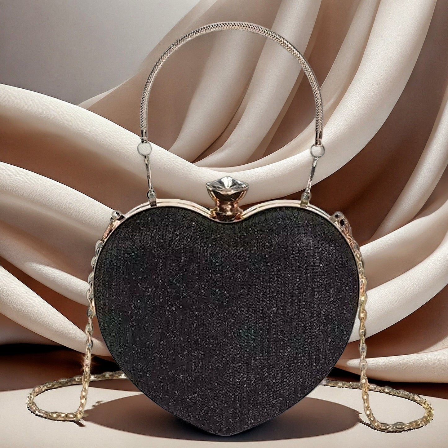 Funkelnde Herz-Tasche • Rosa • hellblau • schwarz