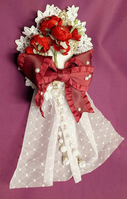 Blütenschleier Brosche/Spange • Weiß • Rosa • Rot