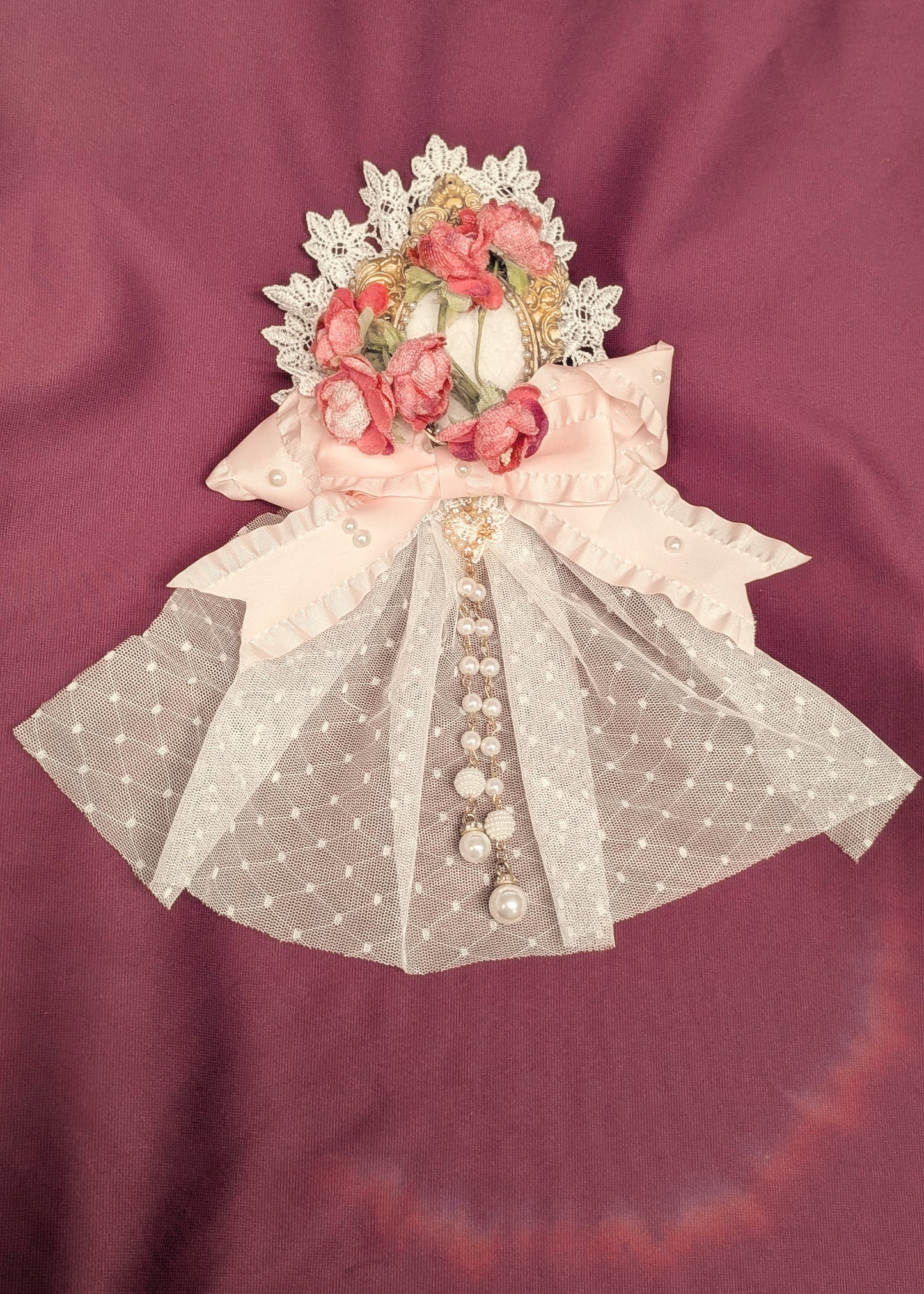 Blütenschleier Brosche/Spange • Weiß • Rosa • Rot